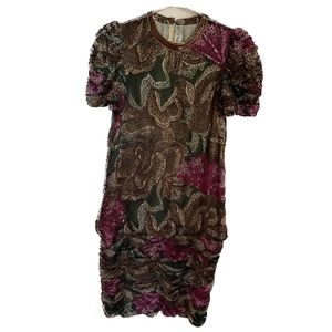 Vintage Judith Ann Creations Silk Sequin Leopard Print Dress 70s